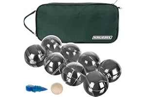‎KRUZZEL KRUZZEL Boule Spielset mit 8 Metallkugeln + Holzkugel & Maßband im Transportkoffer – Outdoor Petanque Set für Garten, Park, Camping