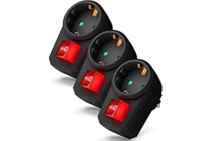 feletec schaltbare Steckdose mit Schalter, Steckdosenschalter 2-polig, Schaltsteckdose mit Kindersicherung, 3 Stück