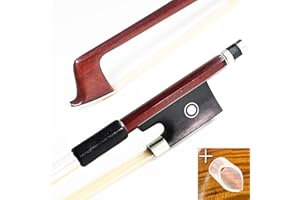 VINGOBOW Brazilwood Violin Bow 3/4 Size 69cm Ebony Frog Natural Mongolian White Horsehair Well Balanced Sweet Tone