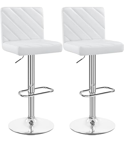 Sgabelli Da Bar Beltom Royal Regolabili - 2 Pezzi Con Schienale, Girevoli, Per Cucina E Pub, Bianco - Foto 8