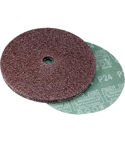 Mercer Industries 24 Grit Aluminum Oxide Resin Fiber Discs – 7 X 7/8 Inch, 25-Pack, Heavy-Duty Vulcanized Backing For Stripping, Grinding, Deburring & Polishing