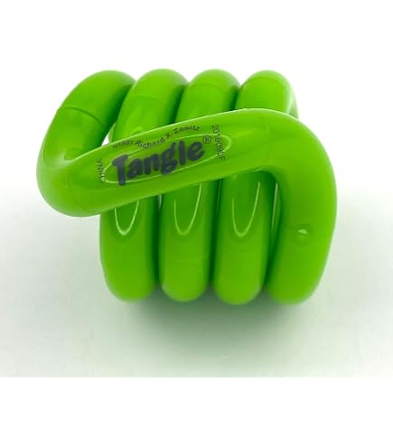 Tangle Junior Classic – Jouet Anti-stress à Tordre, 18 Sections 2,54 Cm, 17,8 Cm Déplié, Vert/bleu, Dès 3 Ans