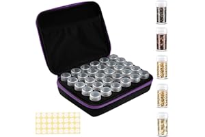TOWEBOORY Seed Storage Box, 30 Slots Seed Organiser Seed Box with Label Stickers Seed Storage Container Storage of Seeds Diamond Painting Case (Purple)