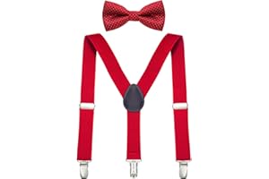 DonDon Set de Tirantes y Pajarita para Niño Elástico y Ajustable por Longitud para Niños de 1-8 Años