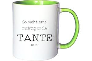 Mister Merchandise Kaffeetasse Becher So Sieht eine richtig Coole Tante aus Aunt, Farbe: Weiß-Grün