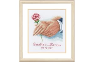 Vervaco Wedding Record Holding Hands Counted Cross Stitch Kit, Multi-Colour