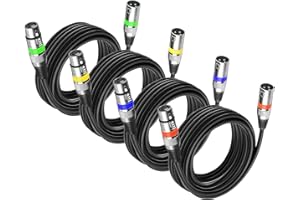 WECAN 4Pack XLR Bilanciato 5m - Cavo Microfono Cannon DMX 5 Metri Maschio Femmina 3 Pin, per Luci a Teste Mobili, Par LED e Microfoni