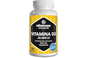 VITAMAZE - AMAZING LIFE Vitamina D3 20.000 UI de Alta Dosis, (Suministro +1 Año) de Alta Potencia de Vitamina D, (Dosis cada 20 dias) Vitamin D Pastillas para Mujer y Hombre. Calidad Alemana, 180 Tabletas. Vitamaze®