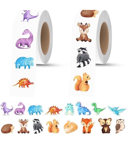 1000 Tier-Sticker Für Kinder – 2 Rollen, Je 1 Zoll Durchmesser, 16 Motive