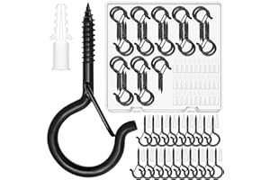 Comkrivy Mckanti 30 Pack Screw Hooks for Outdoor String Lights, Outdoor Hooks for Light Eye Hooks Screw in Cup Hooks Ceiling Hooks with Safety Buckles Q-Hanger Hooks for Plants Christmas Light
