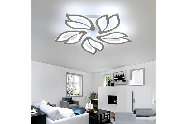 Comely Plafonnier LED Créatif Pétales Design, 65W Lampe de Plafond Acrylique, Moderne Blanc Luminaire Plafonnier LED pour Chambre Salon Salle à Manger Cuisine Couloir, Blanc Froid 6500K