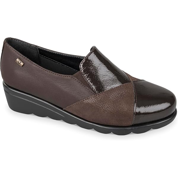 Mocassini Donna Valleverde 36446 In Pelle - Nero O Bronzo, Zeppa 5.5 Cm, Zip Laterale, Comfort Casual