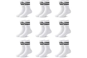 JOCMIC 9 Pack Junior Cotton School Sports Socks Toddler Kids Crew Athletic Boys Girls Cushioned Ankle 4-15 Years