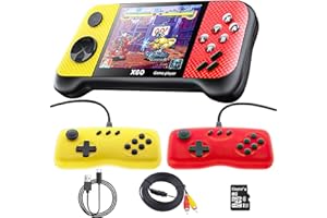 EXSIVEMY Handheld Games Consoles, Retro Games Console Built-In 4849 Classic Games, 3.5 Inch Lcd Screen, Psp Console with 2 Gamepads, Handheld Console Support Tv Out & Two Players (Yellow)