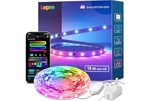 Lepro S1 AI Smart LED Strip Lights 15M RGB+IC, Works with Alexa & Google Assistant, Music Sync, Colour Changing, WiFi Bluetooth App Voice Control, Personalized AI Lighting Designer, Flexible LED Light