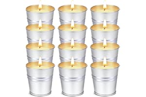 KERCAMKEL Candele citronella per esterno, 12 pezzi di candela citronella, candele da esterno set di candele in cera di soia naturale candele da giardino per picnic, campeggio, terrazza, balcone