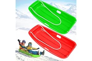 Vilupvie Schlitten Bob Schlitten Kinder mit 2 Zugseil, 89 cm Bob Schlitten Erwachsene zum Rodeln mit Handgriffe für Unisex Kinder Erwachsene Wintersport