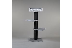 RHRQUALITY Drapak dla dużych kotów, stabilny XXL, dla dużych kotów Maine Coon, duży drapak dla ciężkich kotów, do wspinaczki, gruby pień (normalny, czarny, jasnoszary)