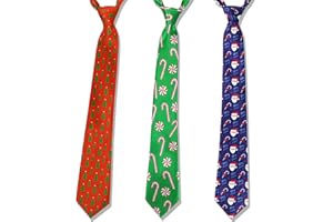 HOWAF 3pcs Christmas Tie for Adults Men Boys, Novelty Ties Christmas Tree Candy Cane Santa Claus Festival Tie Xmas Party Necktie for Christmas Mens Gift, One Size