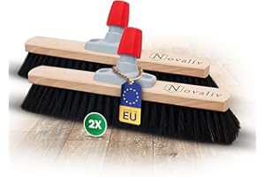 ‎NOVALIV Novaliv 2X Rosshaarbesen 50 cm Besenkopf I Besen ohne Stiel I Rosshaar schwarz I Saalbesen breit Kehrbesen Haushaltsbesen Werkstattbesen Besen Balkon