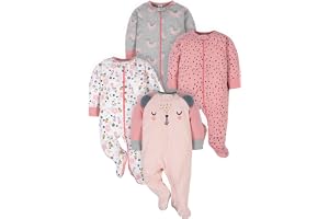 Gerber baby-girls 4 Pack Sleep N' Play Footie