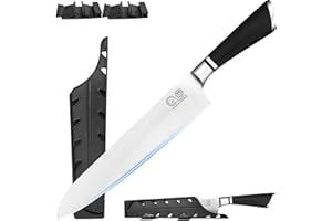 XYJ Profesjonalny japoński nóż szefa kuchni z Sheath, stal nierdzewna 9,5 cala, nóż do gotowania, nóż do krojenia mięsa, nóż kuchenny, ergonomiczny uchwyt