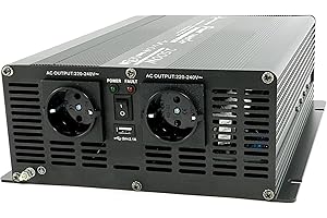 SOLARTRONICS Spannungswandler NM2500 12V 2500 Watt SCHWARZ - 5000 Watt Spitzenleistung - Wechselrichter 12v auf 230v - Blei- oder AGM-Batterie kompatibel - mit Schuko- & USB Anschluss