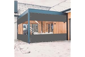 Ezcasch Bâche Transparente Exterieur avec Œillets, Bache Impermeable Personnalisée au Maximum à 4x5m, 450g/m² Bache PVC de Protection de Vent Pluie pour Pergola, Jardin, Plantes(Hauteur x Largeur)