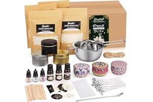 Blingfun Kit per la creazione di candele in cera di soia, 0,9 kg, forniture fai da te con stoppini, adesivi, barattolo per candele, vasetto di fusione, oli e coloranti, kit completo per adulti