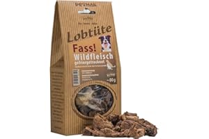 PETMAN Lobtüte FASS! Wildfleisch 80g – Hundefutter Snack - Proteinreiches Einzelfuttermittel für Hunde und Katzen, Barf-geeignet - Made in Germany