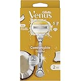 Gillette Venus Comfortglide RASOIO DONNA Cocco Plus Olaz, 2 LAMETTE RICAMBIO (da 5 Lame) e 1 Manico, per una Rasatura Liscia 