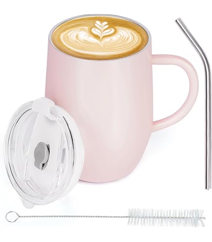 Kytpyi Tasse A Cafe, 500ml Anti-brûlure Mug Isotherme Avec Paille