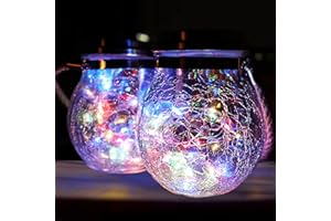 Ovker Farolillos Solares Colgantes, 2pcs 30 LED Linterna Solar Exterior Jardín IP65 Impermeable Farol Solar Exterior, Solar Lights Outdoor para árboles Césped Navidad Decoración (Multicolor)