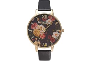 Olivia Burton Damski Winter Garden Ob14Wg01 Zegarek na Rękę, Czarny/Złoty, Ø 38 mm