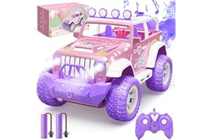 DEERC Pink Remote Control Car for Girls with Fog Mist & Music, 1:16 RC Car with LED Lights for Kids, 2.4Ghz All Terrain SUV Truck Gifts, Off-Road Racing Vehicle ToyCar, Girls Toys