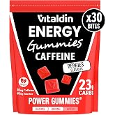 VITALDIN Power Gummies Caffeine &amp; Taurine &ndash; 80 mg Cafe&iacute;na, 40 mg Taurina por serving + Vitamina B6 &ndash; Doypack de 30 Bites de g