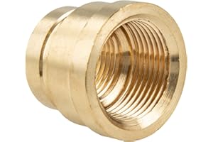 tecuro Messing Muffe reduziert 3/4 x 1/2 Zoll Innengewinde, Messing blank, CW617N, nach Trinkwasserverordnung 50930-6