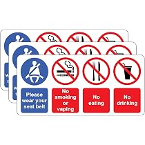 Seat Belts Must Be Warn In This Vehicle Safety Sticker 1 Pair 2.0 x 4.5 p796