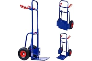 ‎KOVA KOVA® Profi - Sackkarre klappbar & ausziehbar ca. 114cm - Luftbereifung max. 200kg Treppensteiger Stabil Transportkarre Stapelkarre Karre Treppensackkarre, 2X Sackkarrenrad mit Luftreifen