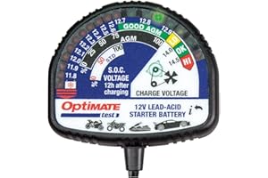 Optimate TecMate TS130 Tester, Charge Level Tester, All 12V Lead-Acid Batteries, Black