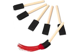 VIN BEAUTY 10 Stück Schaumstoffpinsel Schwammpinsel 2,5 cm Holzgriff Stupfpinsel Malutensilien Set Schwamm Schaum Pinsel Farbschwammpinsel Farbapplikator Malschwammstempel Malzubehör für DIY Bastelprojekte