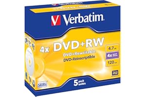 ‎VERBATIM Verbatim DVD+RW 4x Speed 4,7GB Jewel Case 5er Pack DVD-Rohlinge