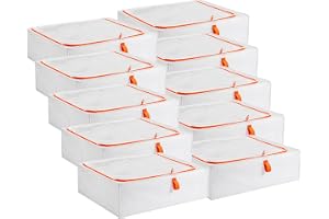 IKEA PARKLA 10 Pack Polypropylene Storage Suitcases, 55 x 49 x 19 cm, White, Foldable Flat, Perfect for Bedding, Clothes, Shoes, Seasonal Decorations