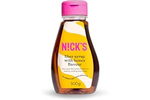 ‎N!CK'S NICKS syrop z włókna z miodem miodowym, bogaty w błonnik, naturalny keto słodzący bez dodatku cukru, bez glutenu, zamiennik cukru o niskiej zawartości węglowodanów (300 g)