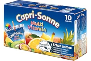 Genérico CapriSun MultiVitaminas - 10 Unidades - Zumo Capri-Sun MultiVitaminas - Caja de 10 Caprisun de 200 ml - Sabor MultiVitaminas - Sin Gluten - Sin Azucar Añadido