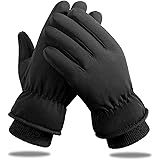KELOYI Handschuhe Herren Damen Fahrradhandschuhe Wasserdicht Winterhandschuhe Verdicken Touchscreen Schwarz Warme Fleece Inne