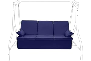 Gardenista Garden 3 Seater Swing Seat Cushion | Water Resistant Outdoor Hammock Replacement Bench Pad 112x56cm | Soft and Comfy Canopy Swing Seat Cushions with Back | Easy to Clean (Navy Blue)