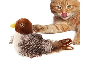 Xujuika Giocattolo Gatto Uccellino Che Si Muove | Interattivo Con Piume Per Gatti | Cinguettante Simulato Da Interni