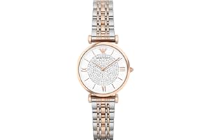 Emporio Armani Reloj Mujer, Movimiento de Cuarzo bimanual y Caja de 32 mm con Correa de Acero, Piel o Silicona