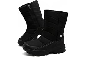 Topwolve Snow Boots Men's Waterproof Side Zip Winter Boots Outdoor Warm Fur Lined Mid Calf Walking Booties
